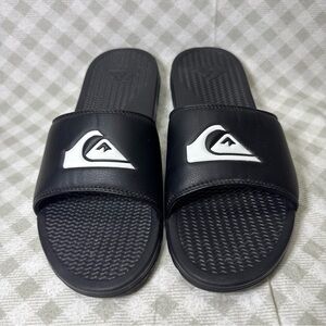 QUIKSILVER Men's 'Shoreline ' Faux Leather Slider Sandals, Us (11.5) - Black